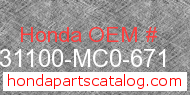 Honda 31100-MC0-671 genuine part number image