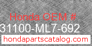 Honda 31100-ML7-692 genuine part number image