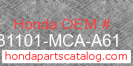 Honda 31101-MCA-A61 genuine part number image