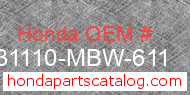 Honda 31110-MBW-611 genuine part number image