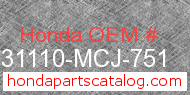 Honda 31110-MCJ-751 genuine part number image