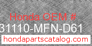 Honda 31110-MFN-D61 genuine part number image