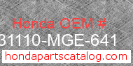 Honda 31110-MGE-641 genuine part number image