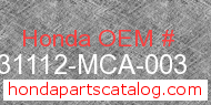 Honda 31112-MCA-003 genuine part number image