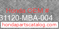 Honda 31120-MBA-004 genuine part number image