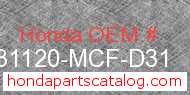 Honda 31120-MCF-D31 genuine part number image