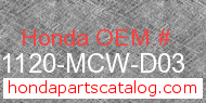 Honda 31120-MCW-D03 genuine part number image