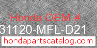 Honda 31120-MFL-D21 genuine part number image