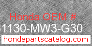 Honda 31130-MW3-G30 genuine part number image