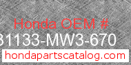 Honda 31133-MW3-670 genuine part number image