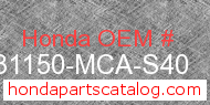 Honda 31150-MCA-S40 genuine part number image