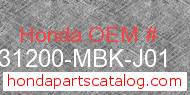 Honda 31200-MBK-J01 genuine part number image