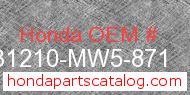 Honda 31210-MW5-871 genuine part number image