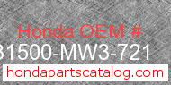 Honda 31500-MW3-721 genuine part number image