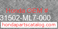 Honda 31502-ML7-000 genuine part number image