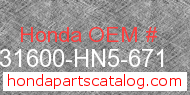 Honda 31600-HN5-671 genuine part number image