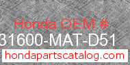 Honda 31600-MAT-D51 genuine part number image