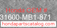 Honda 31600-MB1-871 genuine part number image