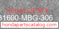 Honda 31600-MBG-306 genuine part number image