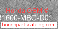Honda 31600-MBG-D01 genuine part number image