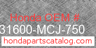 Honda 31600-MCJ-750 genuine part number image