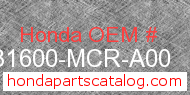 Honda 31600-MCR-A00 genuine part number image