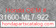 Honda 31600-ML7-922 genuine part number image