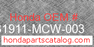 Honda 31911-MCW-003 genuine part number image