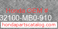Honda 32100-MB0-910 genuine part number image