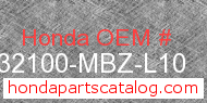 Honda 32100-MBZ-L10 genuine part number image