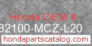 Honda 32100-MCZ-L20 genuine part number image