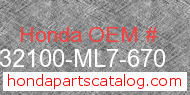 Honda 32100-ML7-670 genuine part number image