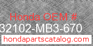 Honda 32102-MB3-670 genuine part number image