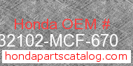 Honda 32102-MCF-670 genuine part number image