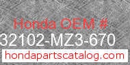 Honda 32102-MZ3-670 genuine part number image