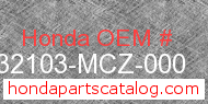 Honda 32103-MCZ-000 genuine part number image