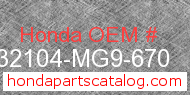Honda 32104-MG9-670 genuine part number image