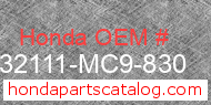 Honda 32111-MC9-830 genuine part number image