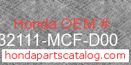 Honda 32111-MCF-D00 genuine part number image
