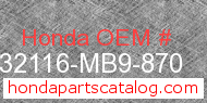 Honda 32116-MB9-870 genuine part number image