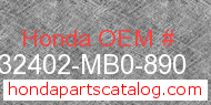 Honda 32402-MB0-890 genuine part number image