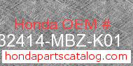 Honda 32414-MBZ-K01 genuine part number image