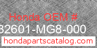 Honda 32601-MG8-000 genuine part number image
