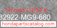 Honda 32922-MG9-680 genuine part number image