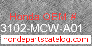 Honda 33102-MCW-A01 genuine part number image