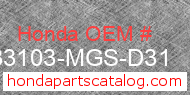 Honda 33103-MGS-D31 genuine part number image