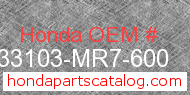 Honda 33103-MR7-600 genuine part number image