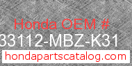 Honda 33112-MBZ-K31 genuine part number image