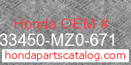 Honda 33450-MZ0-671 genuine part number image