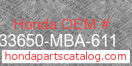 Honda 33650-MBA-611 genuine part number image